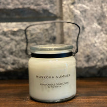  20oz KANA Candle Collection - Muskoka Summer Fragrance in glass jar with black handle - The Red Door Engraving Company Inc.