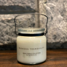  20oz KANA Candle  - Muskoka Tranquility fragrance in glass jar with black handle - The Red Door Engraving Company Inc.