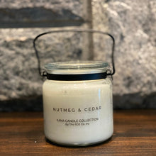  20oz KANA Candle Collection - Nutmeg & Cedar Fragrance in Glass Jar with Black Handles - The Red Door Engraving Company Inc.