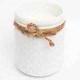  22oz KANA White Hobnail Candle with jute string neck tie - Fireside Splendor Fragrance - The Red Door Engraving Company Inc.