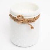  22oz KANA White Hobnail Candle - With jute string neck tie - Muskoka Pines Fragrance - The Red Door Engraving Company Inc.