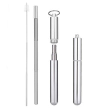  Collapsible Stainless Steel Straw Set Silver - The Red Door Engraving Company Inc.