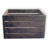 Wooden crate with a dark brown finish on a white background
