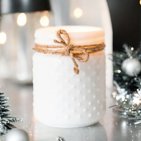 22oz White Hobnail Candle - Fireside Splendor - The Red Door Engraving Company Inc.