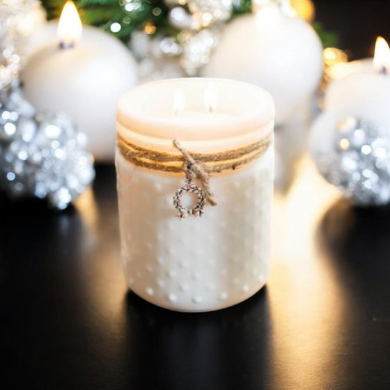 22oz White Hobnail Candle - Muskoka Pines - The Red Door Engraving Company Inc.