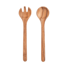  Acacia Wood Salad Servers on white background