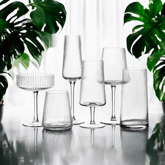Personalized ribbed vented glasses – modern engraved drinkware for everyday use