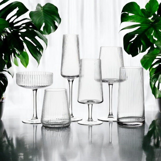 Personalized ribbed vented optic glassware – engraved everyday drinkware for cocktails, coffee, or juice