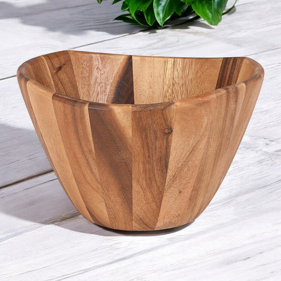 10 inch Acacia salad or serving bowl for rustic entertaining