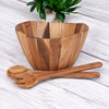10 inch Acacia salad or serving bowl for rustic entertaining with wooden utensils
