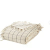 Turkish Throw Blanket  Ivory & Ebony Plaid  with tassels  folded neatly