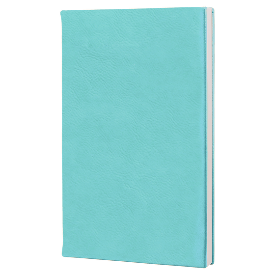Teal notebook on a white background