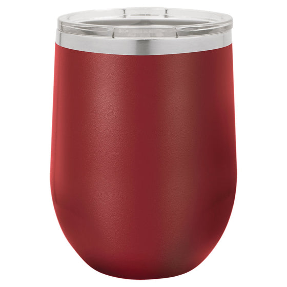 Personalized Laser Engraved Maroon 12oz Stemless Polar Camel Wine Tumbler