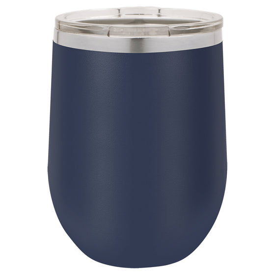 Personalized Laser Engraved Navy 12oz Stemless Polar Camel Wine Tumbler 