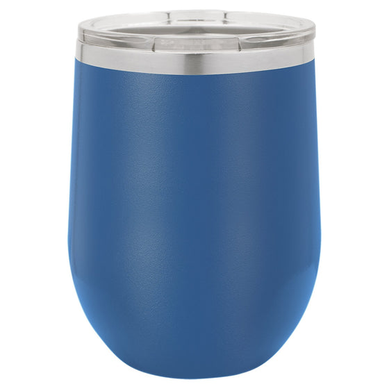 Personalized Laser Engraved Royal Blue 12oz Stemless Polar Camel Wine Tumbler 