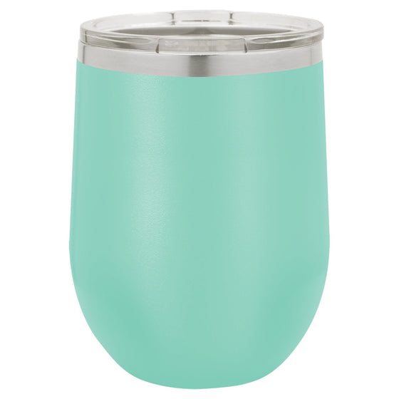 Personalized Laser Engraved Teal 12oz Stemless Polar Camel Wine Tumbler 