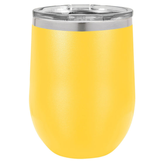 Personalized Laser Engraved Yellow 12oz Stemless Polar Camel Wine Tumbler 