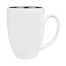  Engraved 16oz white ceramic bistro mug with black interior and custom laser design