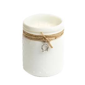 22oz KANA White Hobnail Candle - jute string & charm - Fireside Splendor Fragrance - The Red Door Engraving Company Inc
