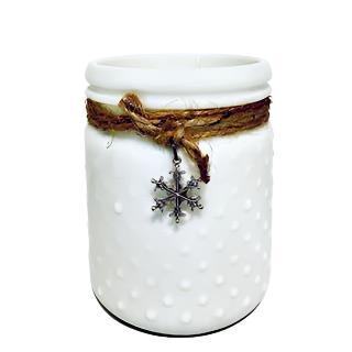222oz KANA White Hobnail Candle - jute string & charm - Fireside Splendor Fragrance - The Red Door Engraving Company Inc
