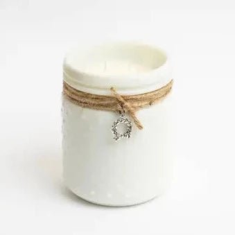 22oz KANA White Hobnail Candle - With jute string & charm - Muskoka Pines Fragrance - The Red Door Engraving Company Inc.