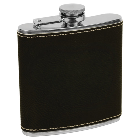 Personalized Laser Engraved 6oz Leatherette Flask Black 