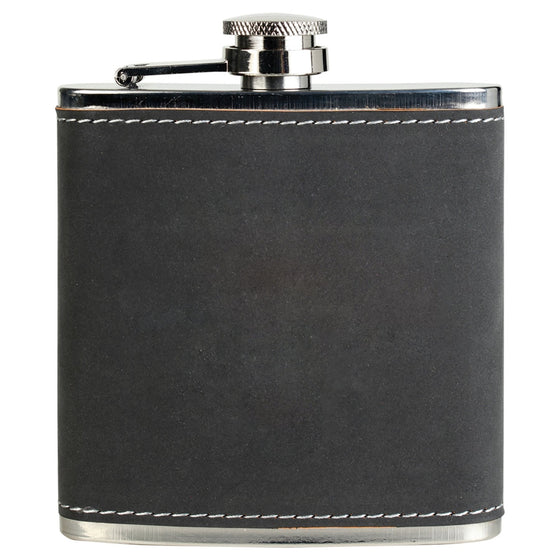 Custom engraved 6oz leatherette stainless steel flasks in various colors