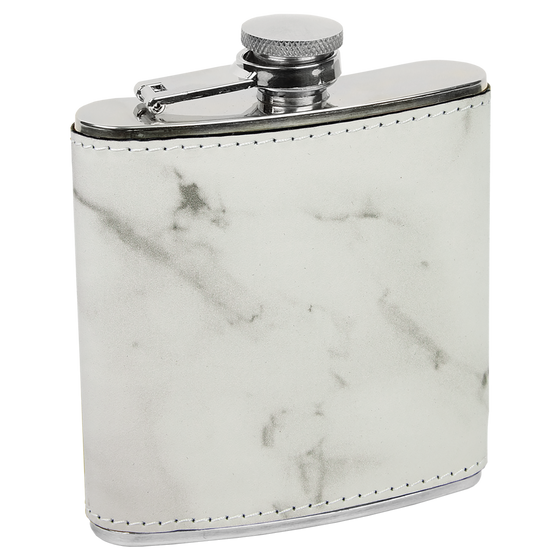 Personalized Laser Engraved 6oz Leatherette Flask Marble 