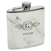 Personalized Laser Engraved 6oz Leatherette Flask Marble lasered black