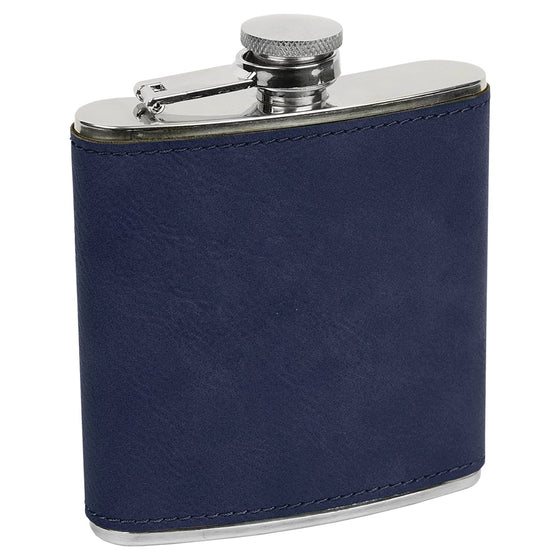 Personalized Laser Engraved 6oz Leatherette Flask Navy 