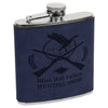 Personalized Laser Engraved 6oz Leatherette Flask Navy with black engraving
