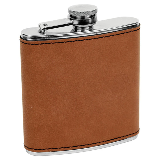 Personalized Laser Engraved 6oz Leatherette Flask Rawhide 