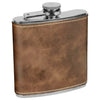 Personalized Laser Engraved 6oz Leatherette Flask Vintage Brown 