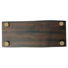 backside close up of Roasted Maple Live Edge Charcuterie Board - 24" with corked feet 