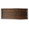 24-inch live edge roasted maple charcuterie board with rich grain, custom silver handles, 