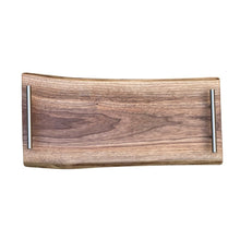  Personalized walnut live edge charcuterie board with handles and feet – 20 inch rustic style