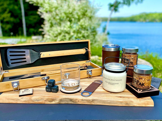 BBQ set, Maple Cutting Board, Dark Brown Tumbler