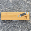 bamboo bbq set with leatherette bottle opener engraved