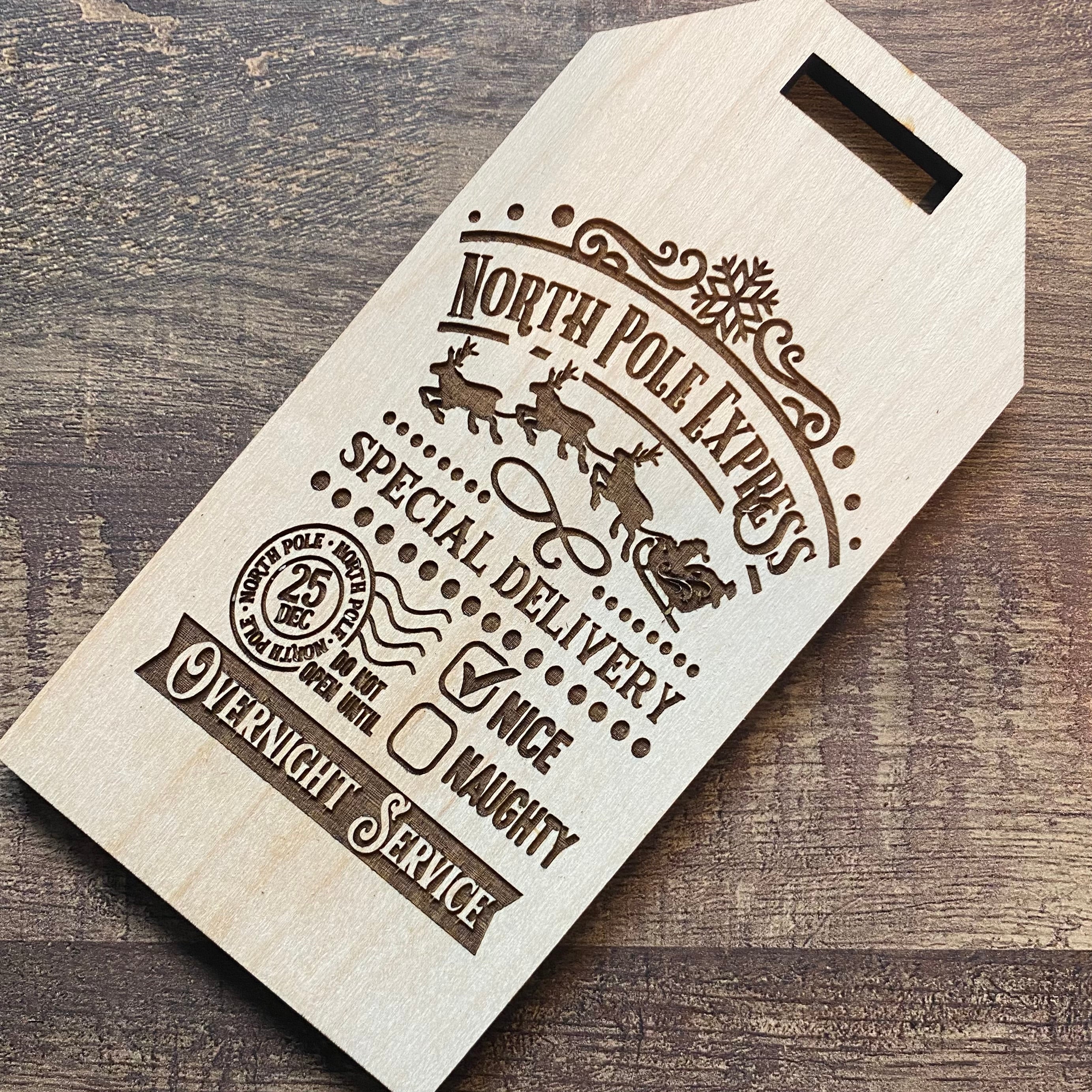 Engraved Christmas Wooden Gift Tags