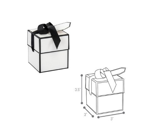 Flip Top Gift Boxes - White & Black Ribbon - The Red Door Engraving Company Inc.