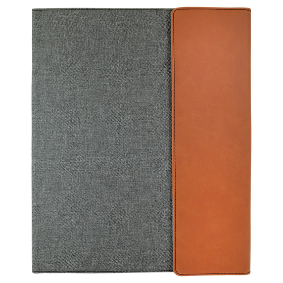 Leatherette & Canvas Notepad Portfolio Brown - The Red Door Engraving Company Inc.