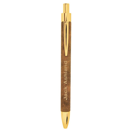 Leatherette Pen Dark Brown with Gold - The Red Door Engraving Company Inc.