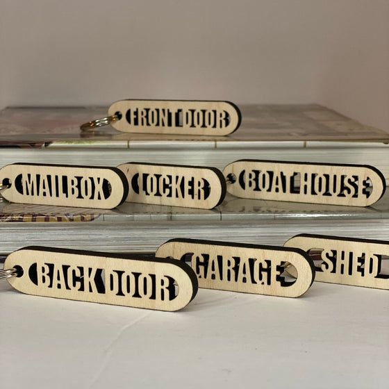 Maple Wood Cut-Out Keychains Custom - The Red Door Engraving Company Inc.