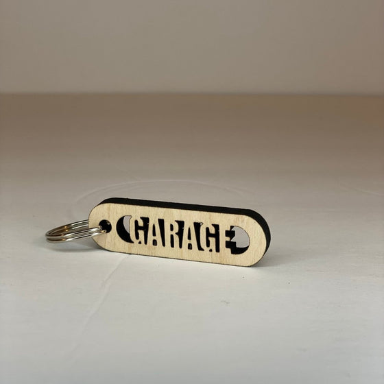 Maple Wood Cut-Out Keychains Garage - The Red Door Engraving Company Inc.