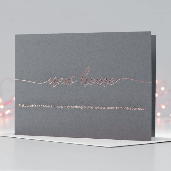 New Home Card – Grey with Rose Gold Foil