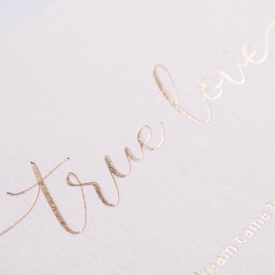 close up of True Love Card - Blush - The Red Door Engraving Company Inc.