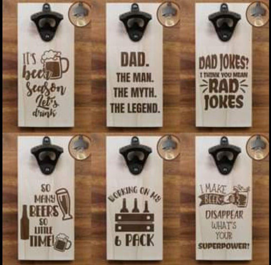 6 Wall Mount Beer Bottle Opener - The Red Door Engraving Company Inc.