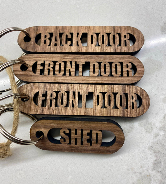 Walnut Wood Cut-Out Keychains